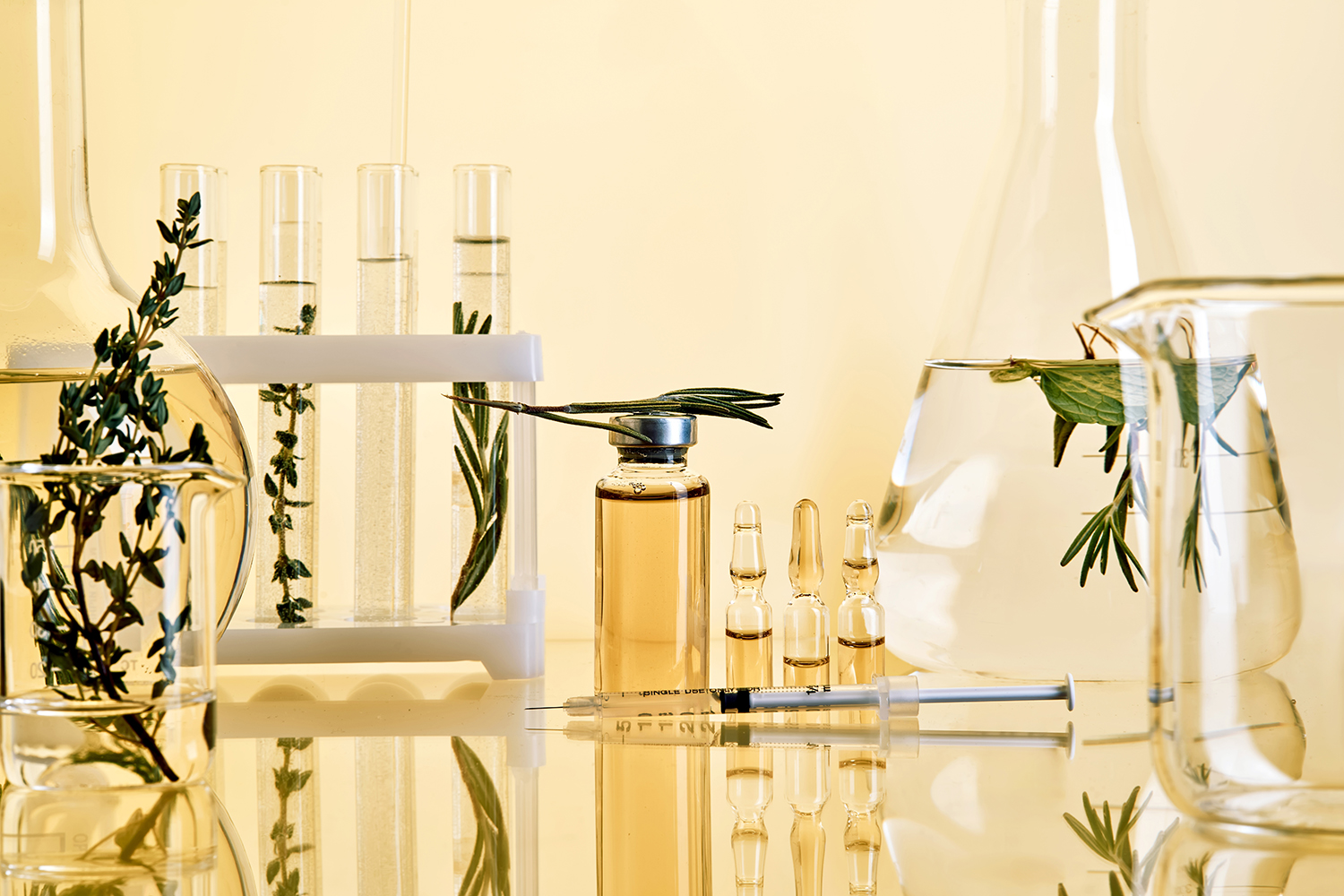 Herbal medicine research creating natural essential oil extracts